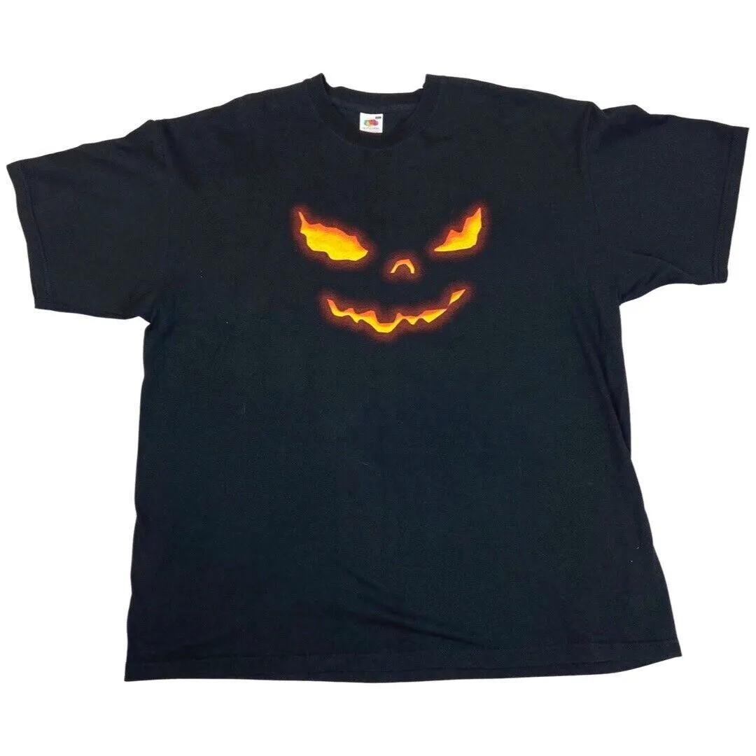 Vintage 90s 00s Black Orange Helloween Double Graphic T-shirt  XL