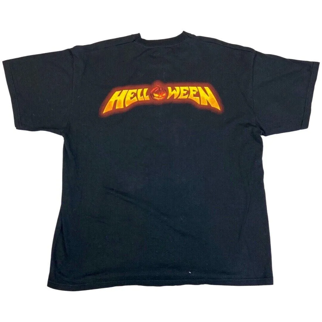 Vintage 90s 00s Black Orange Helloween Double Graphic T-shirt  XL