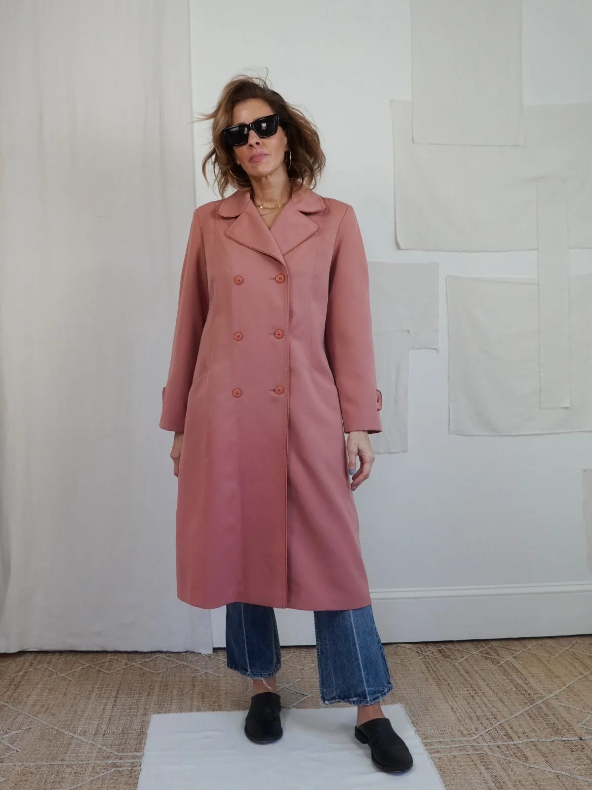 Vintage Dusty Rose Trench Coat