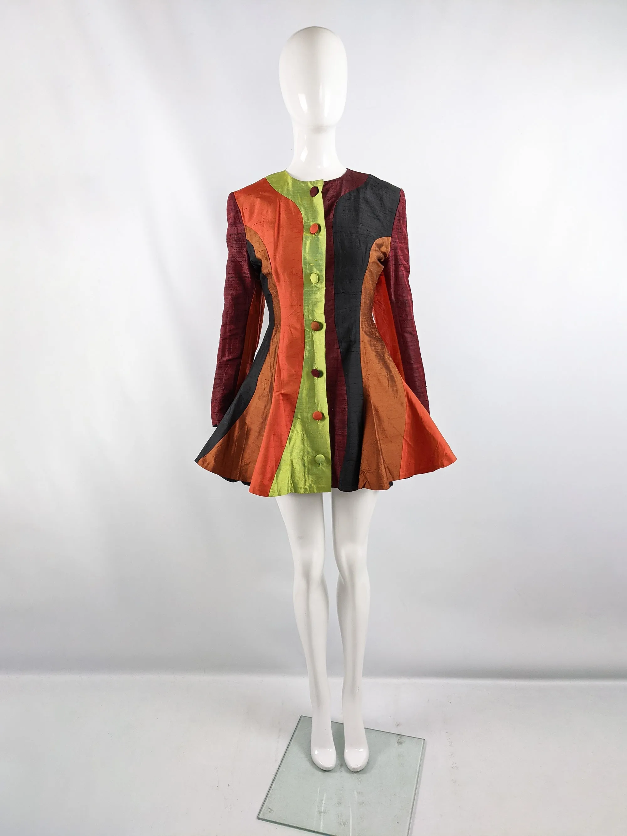 Vintage Silk Patchwork Peplum Jacket, Spring 1992