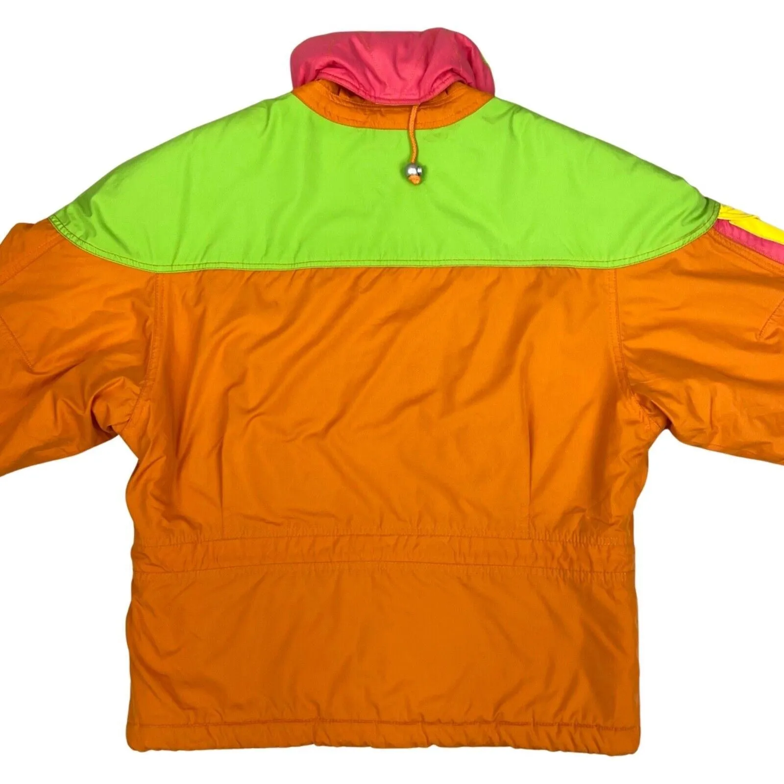 VTG 90S ORANGE GREEN ELLESSE ZIP UP SPORT WINDBREAKER SKI COAT JACKET L