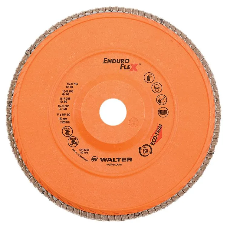 Walter 15R712 7" x 7/8" 120 Grit Enduro-Flex Steel Flap Discs