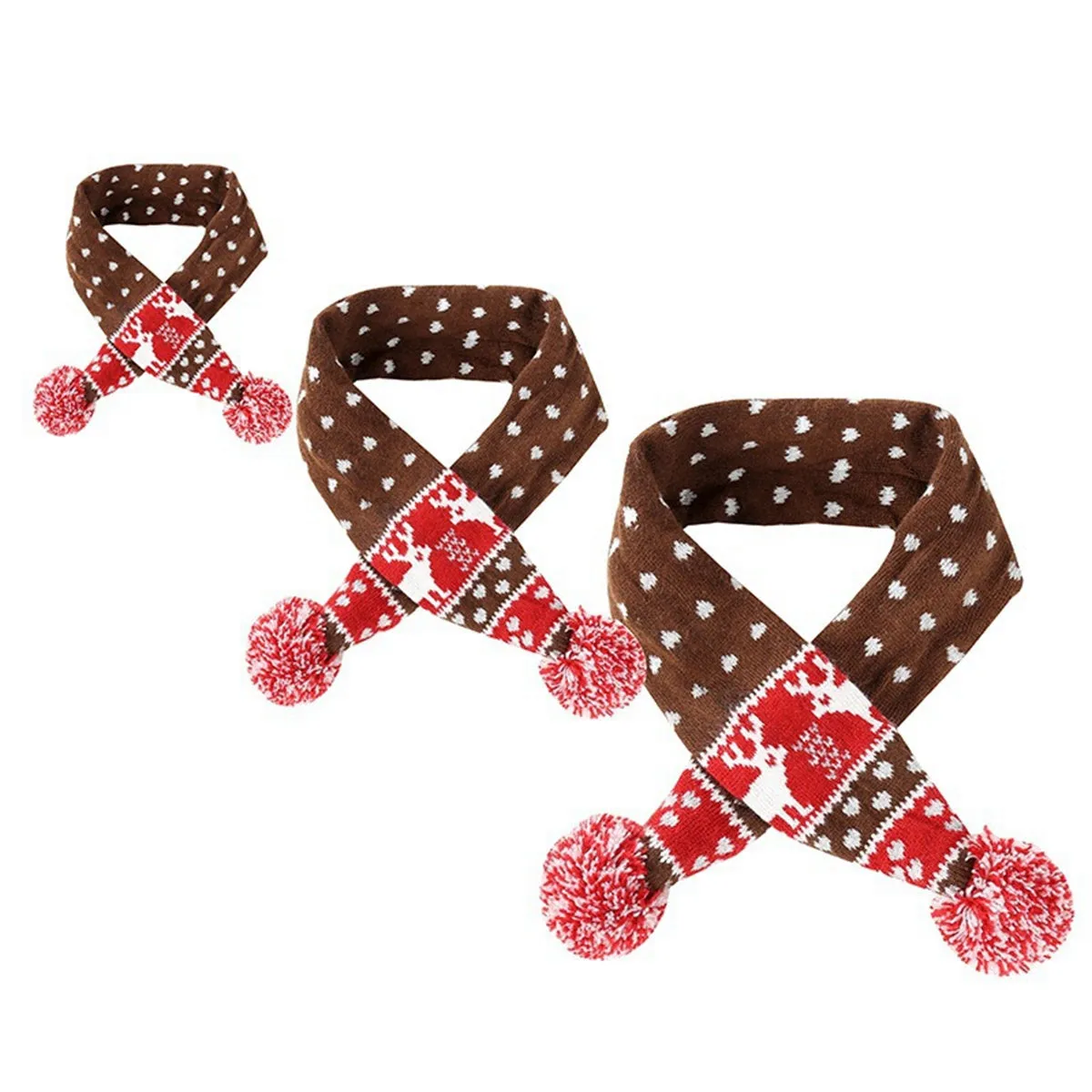 Winter Christmas Knitted Striped Fur Ball Scarf for Cats and Dogs