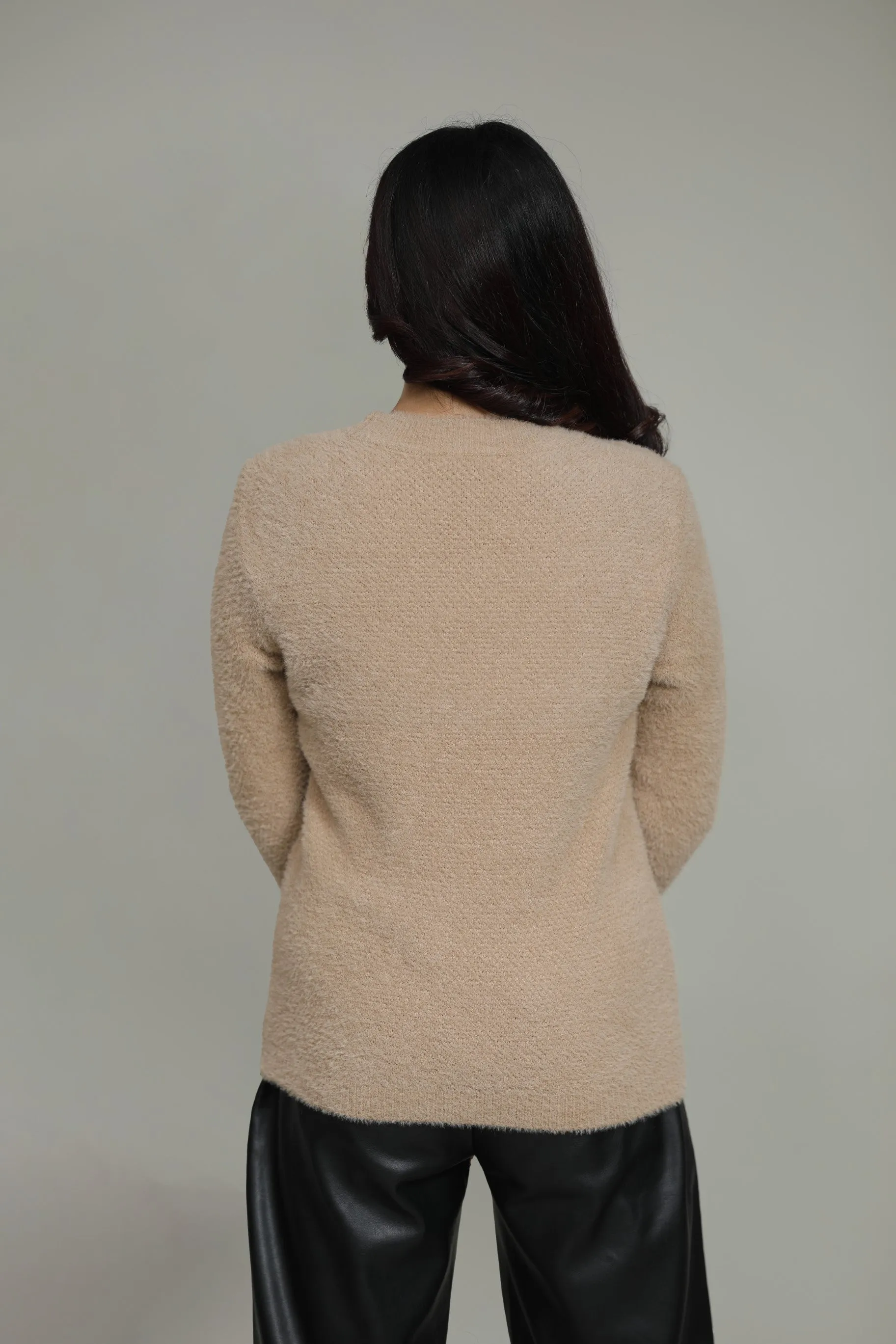 Women Round Neck Woolen Top