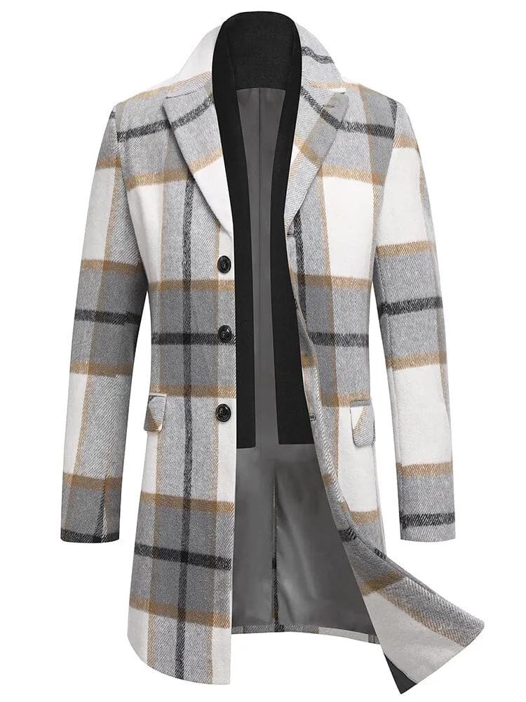 Wool Blend Coat with Detachable Plaid Scarf (US Only)