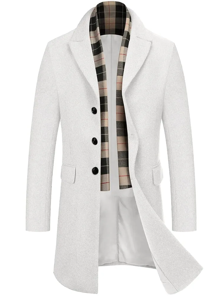 Wool Blend Coat with Detachable Plaid Scarf (US Only)