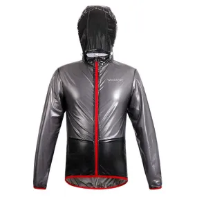 WOSAWE Waterproof Windproof Black Cycling Raincoat