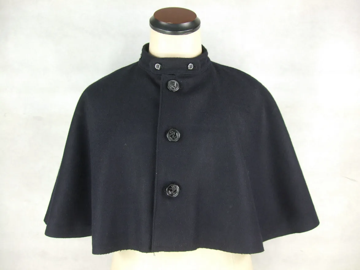 WWII IJN Soldier Dark Blue Wool Great Coat   Mantle