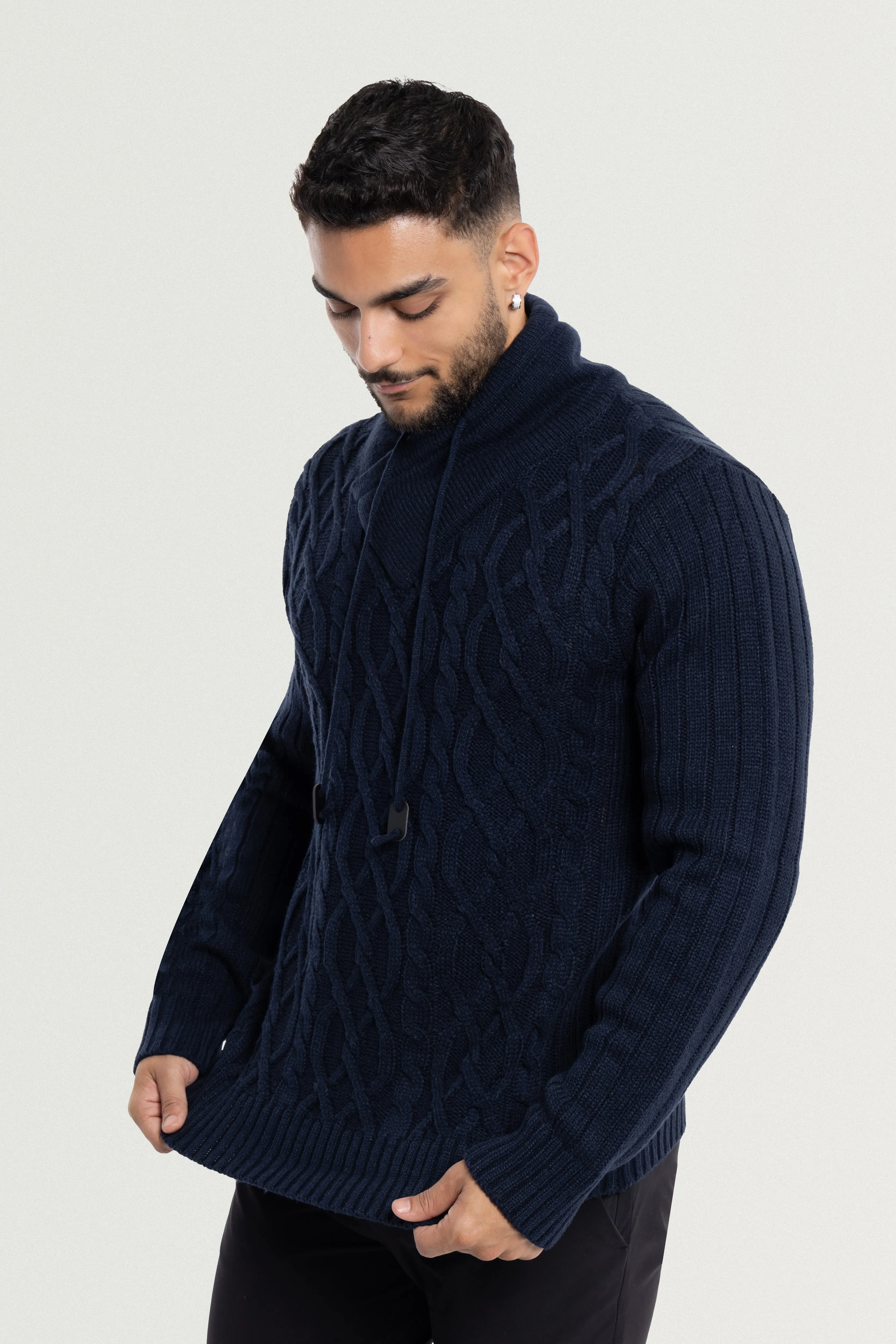 X RAY Men's Casual Cable Knitted Cowl Neck Pullover Sweater