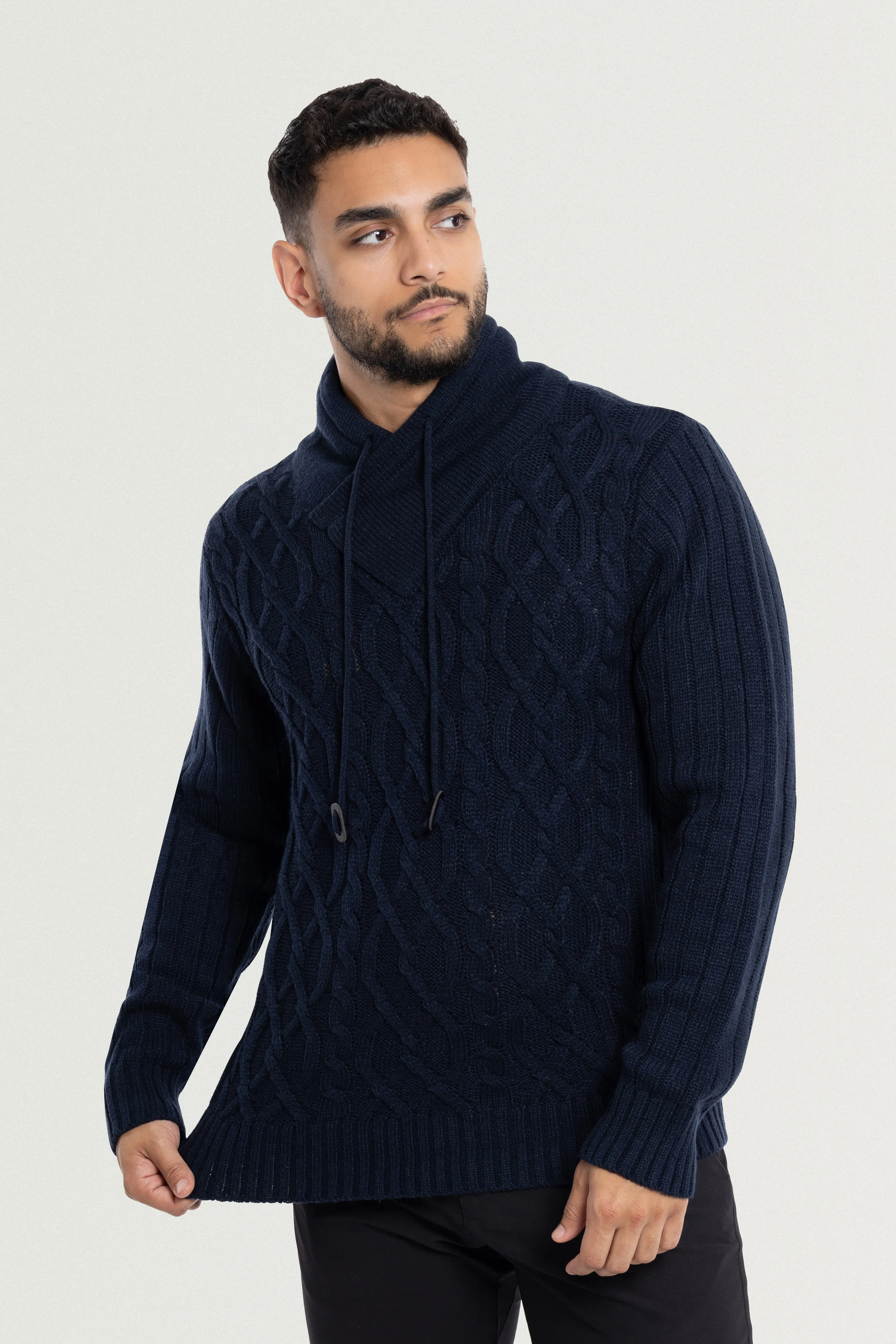 X RAY Men's Casual Cable Knitted Cowl Neck Pullover Sweater