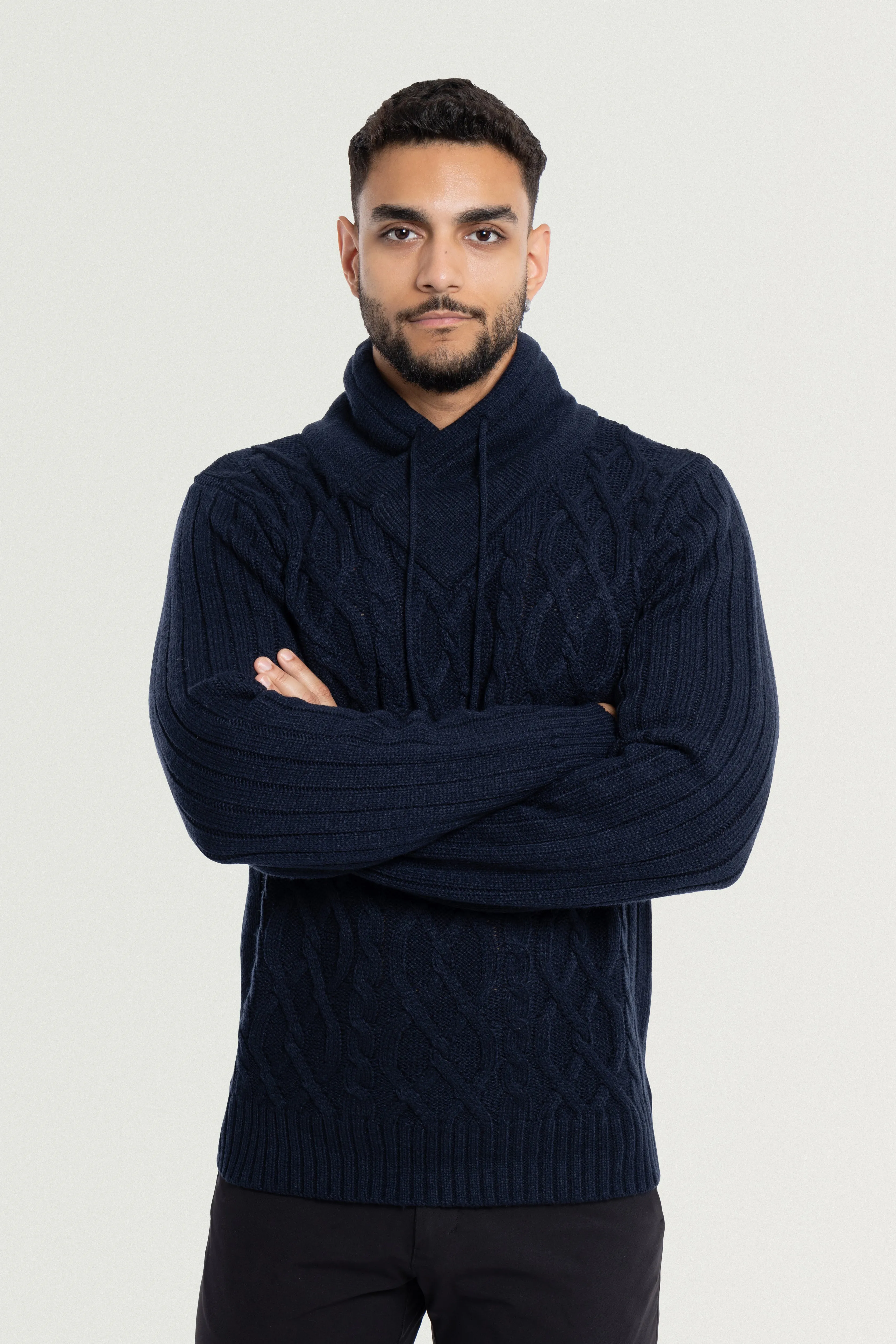 X RAY Men's Casual Cable Knitted Cowl Neck Pullover Sweater