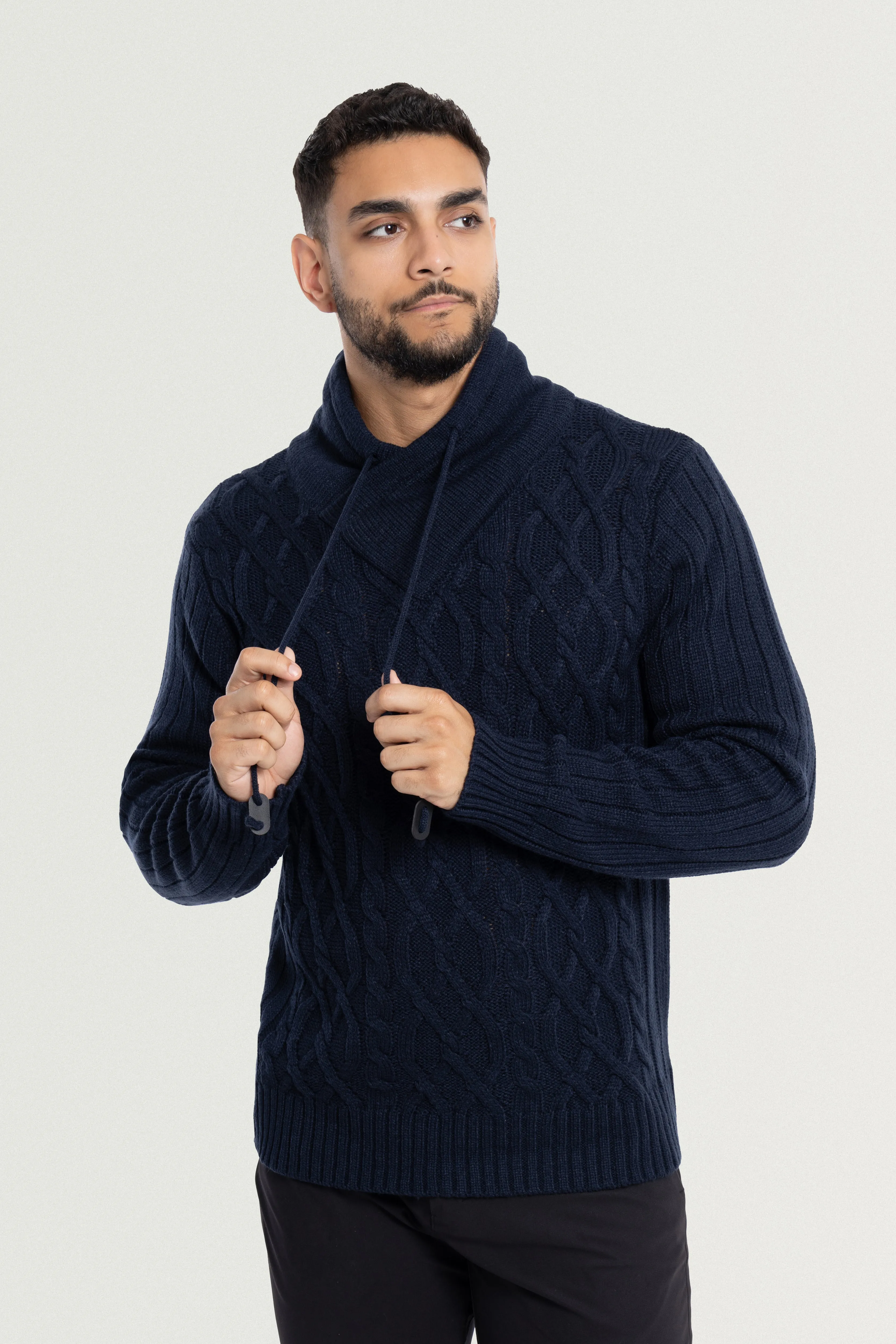 X RAY Men's Casual Cable Knitted Cowl Neck Pullover Sweater