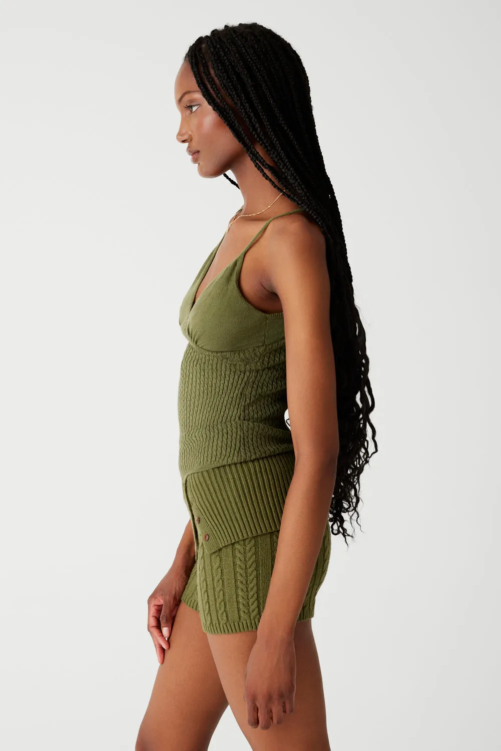 Xavier Cable Cloud Knit Camisole - Jade Green