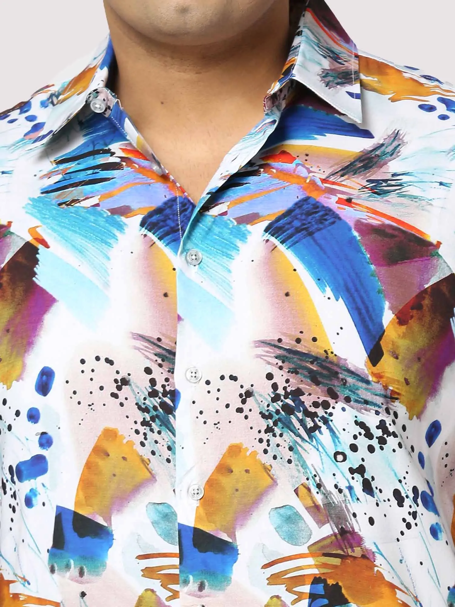 Yacht Digital Printed Half Shirt Men's Plus Size