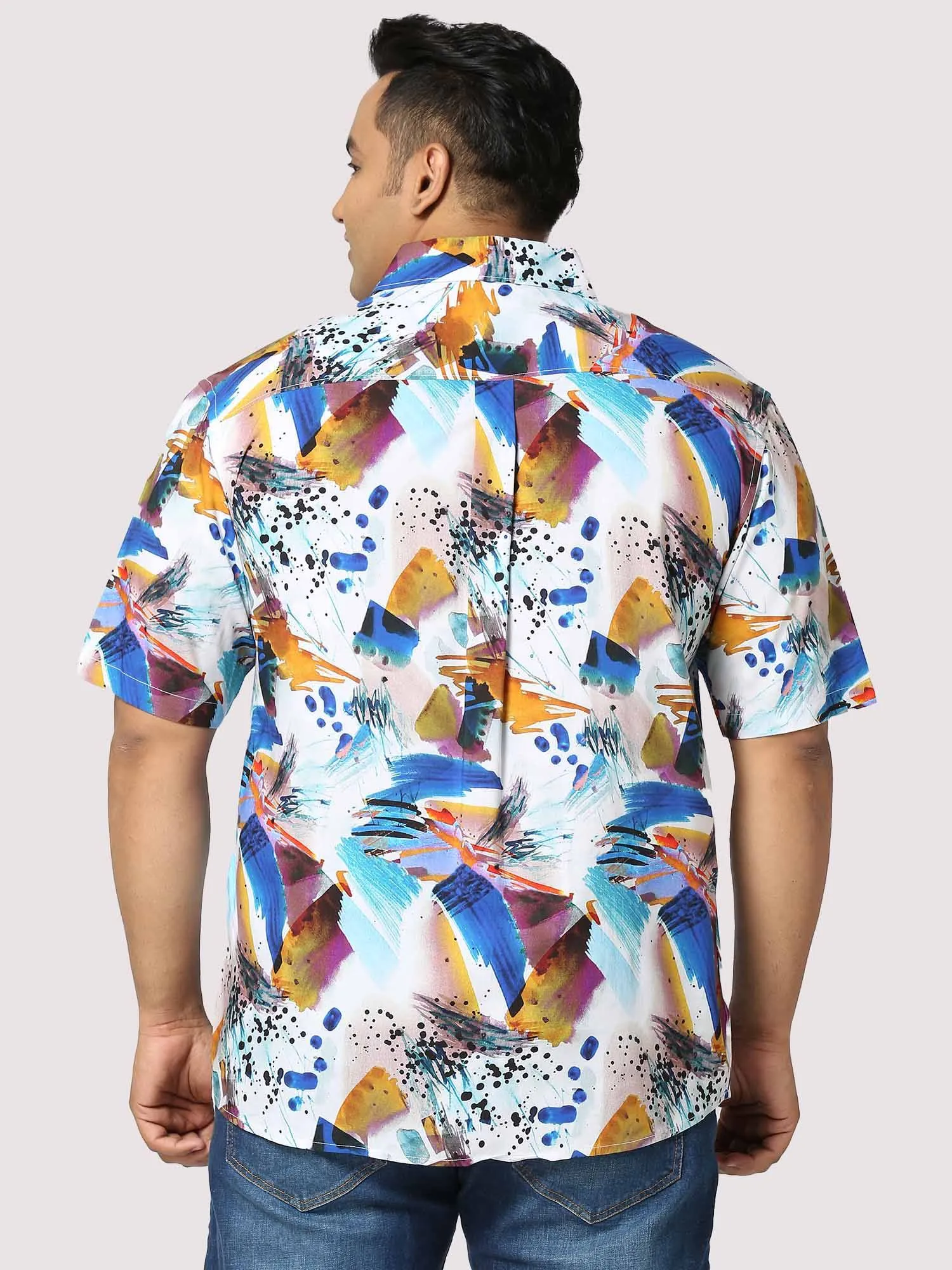 Yacht Digital Printed Half Shirt Men's Plus Size