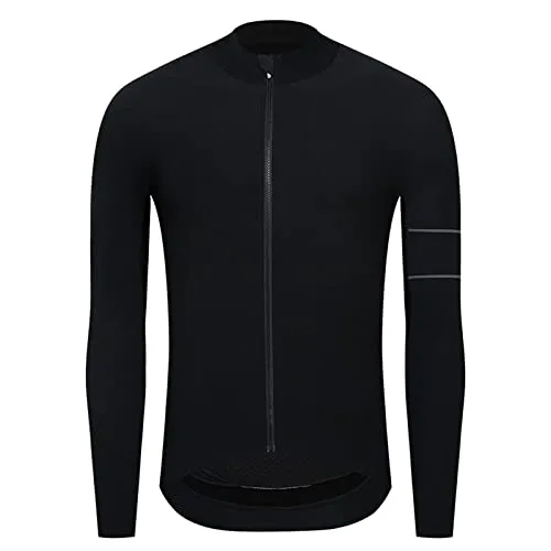 YKYW Men's PRO Team Aero Cycling Jersey Coat Winter 10-20℃ Race Fit Fleece Thermal Black